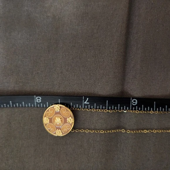 Vintage Van Dell 12K Gold Filled Enamel Floral Necklace - Picture 9 of 10